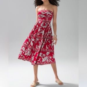 WHBM Red Etched Paisley L Moncheri dress Size 2